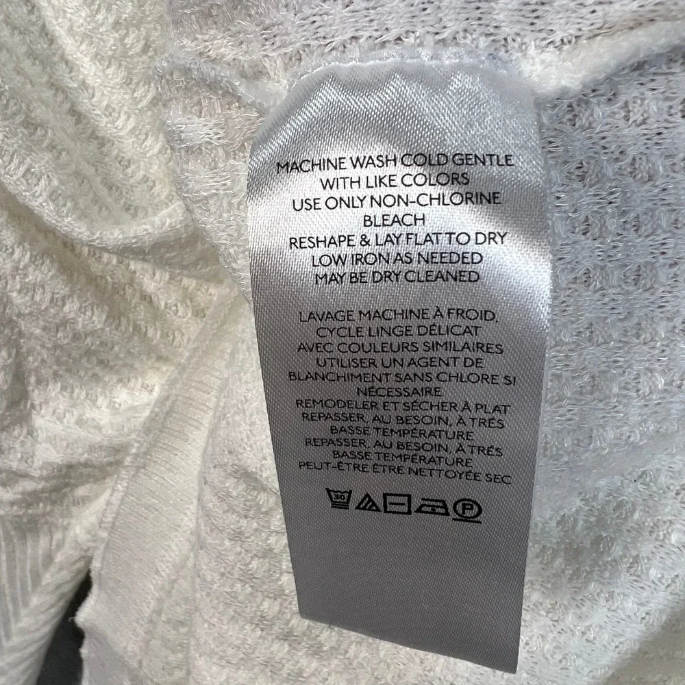Free People White Mixed Knit Henley Thermal Long‎ Sleeve Top OB828271 Size M